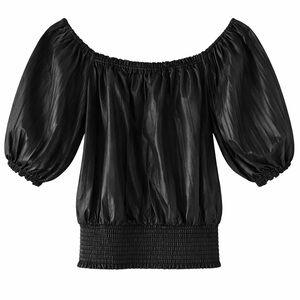Ramy Brook Off-The-Shoulder Smocked Blouse Black Size Medium